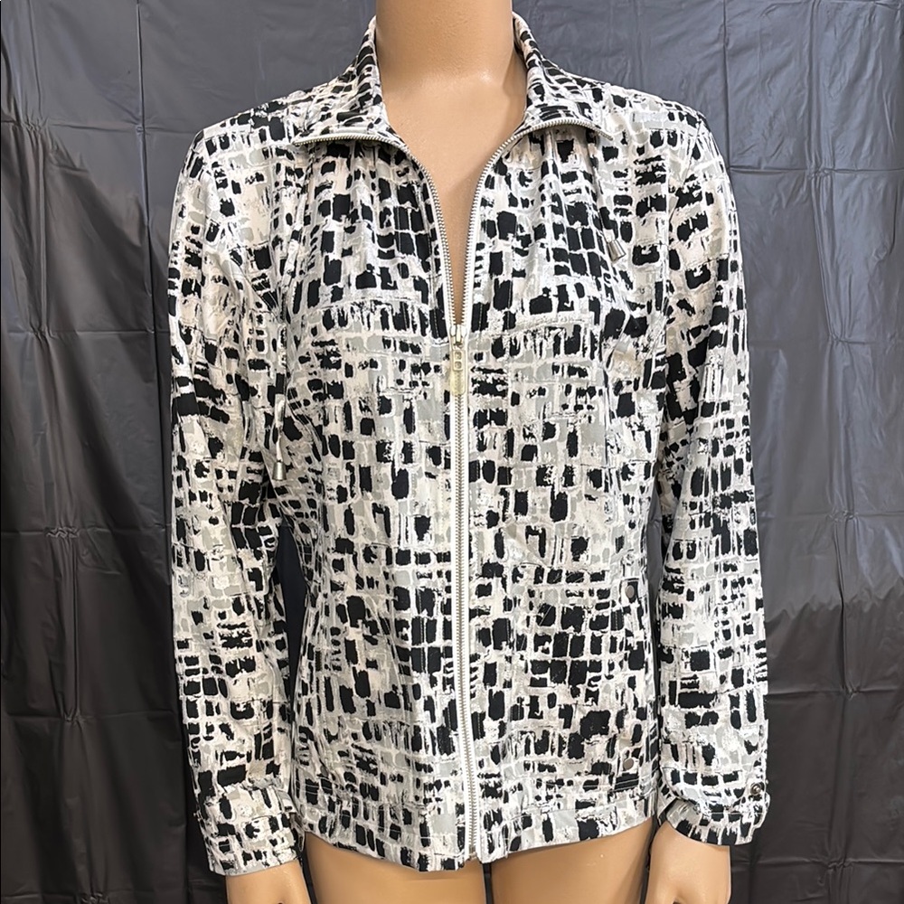 Zenergy by Chicos Black/White Zip Up Jacket